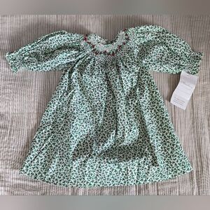 NWT Strasburg Smocked Long Sleeve 3 Month Baby Dress Christmas Holly Berry